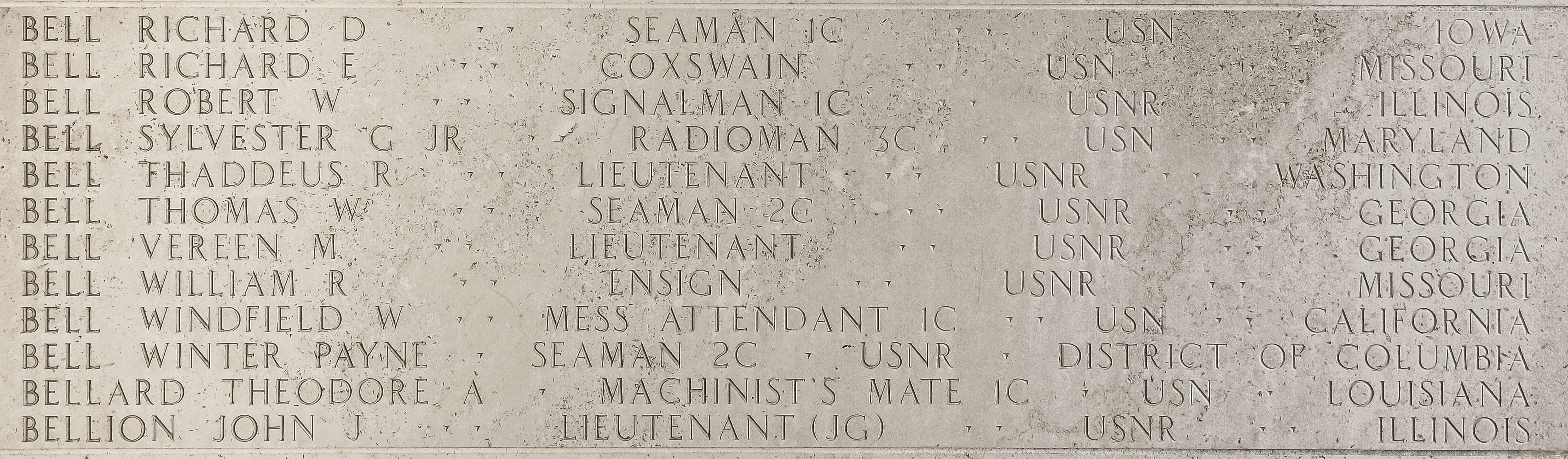 Robert W. Bell, Signalman First Class